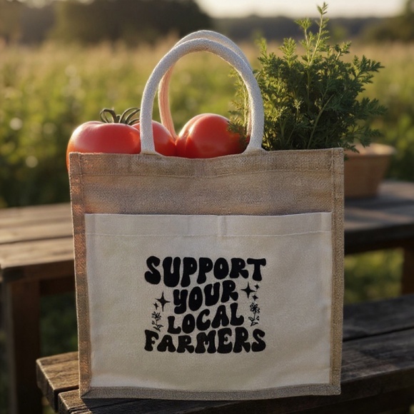 Support Your Local Farmers Tote Bag – Reusable Grocery Bag, Eco Friendly Market - Picture 3 of 4